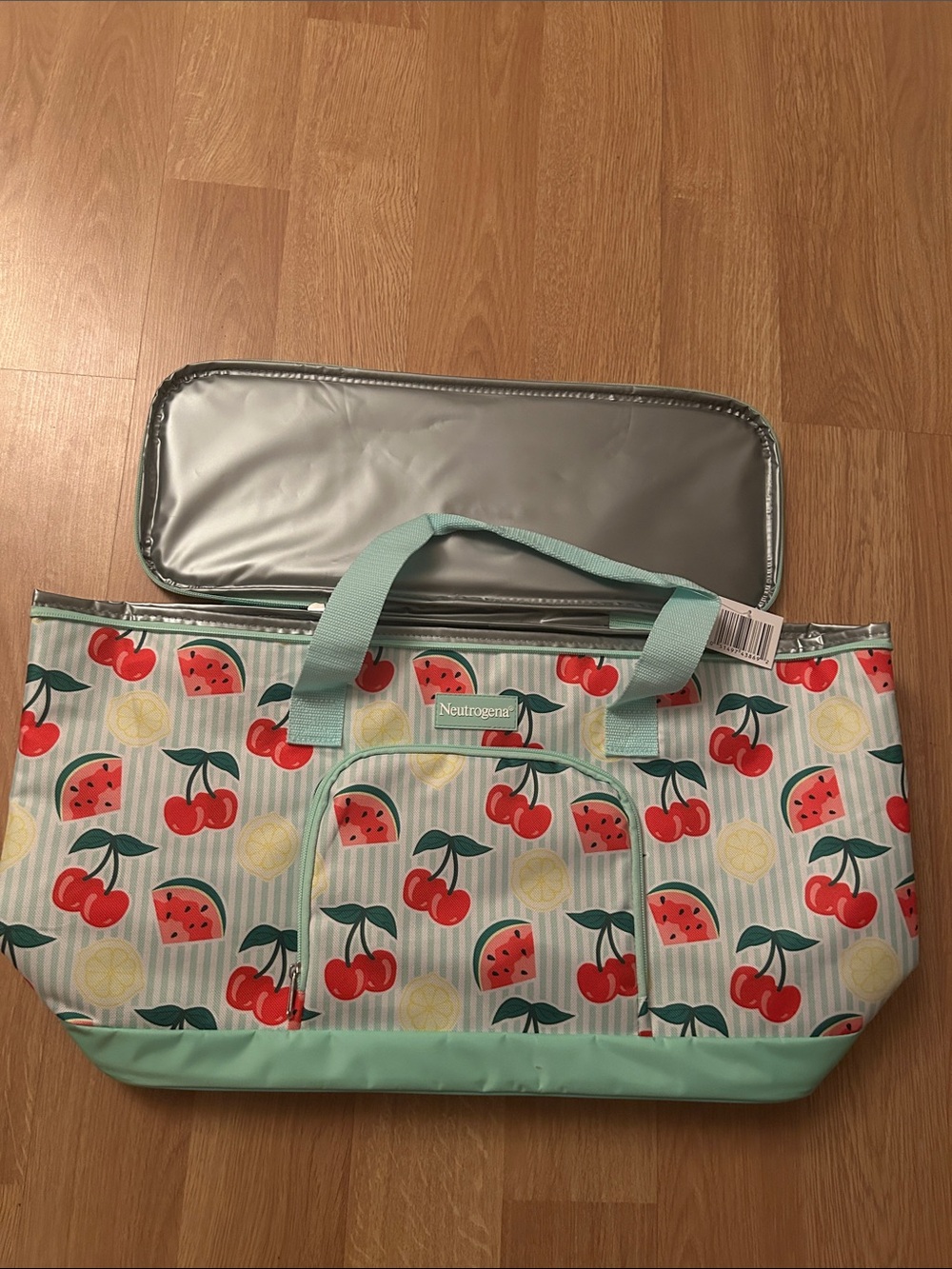 Neutrogena Cherry & Watermelon Patterned Insulated Beach Tote with Handles